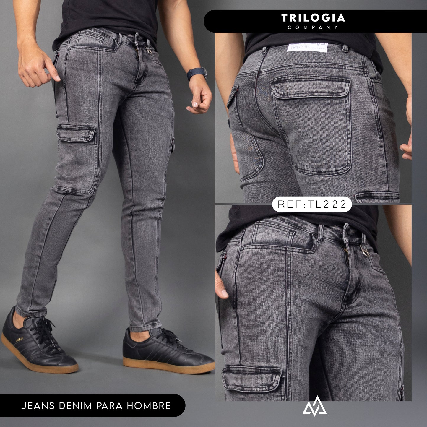 Jeans cargo humo ref TL222