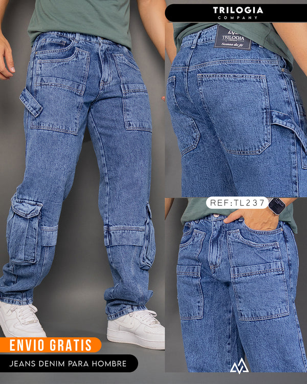 Jeans cargo tono medio ref 237