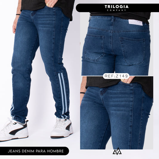 Jeans clasico con rayas adidas abajo ref z149