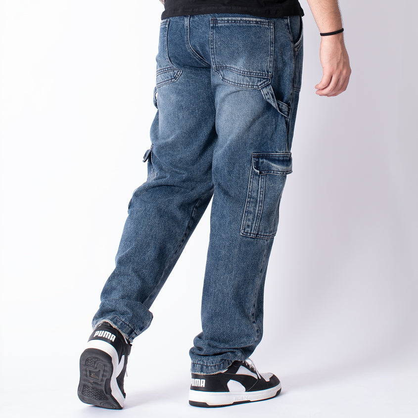 JEANS CARGO TONO MEDIO TELA RIGIDA REF 138