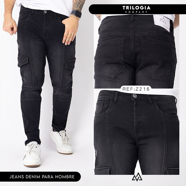 Jeans cargo humo ref z216