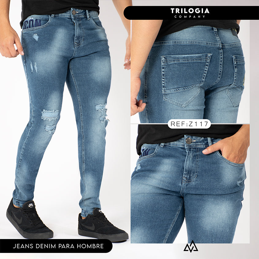 Jeans Clásico Desgaste Z-117