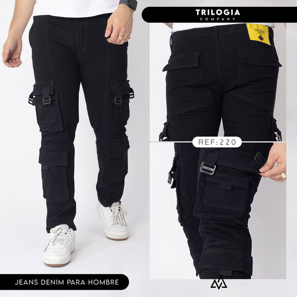 jeans cargo negro ref z220