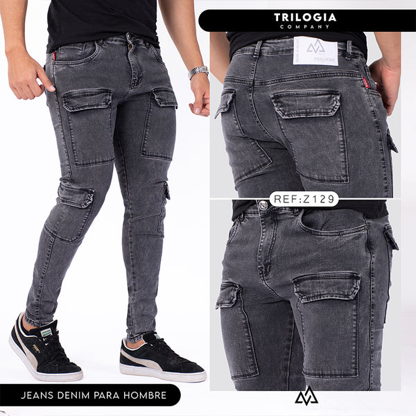 Jeans Hombre Rf Z129 CARGO GRIS HUMO