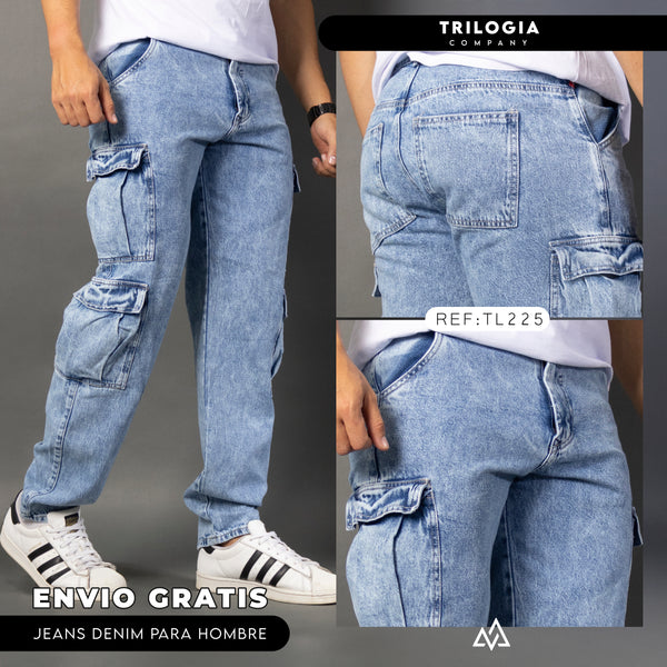 Jeans cargo azul 225