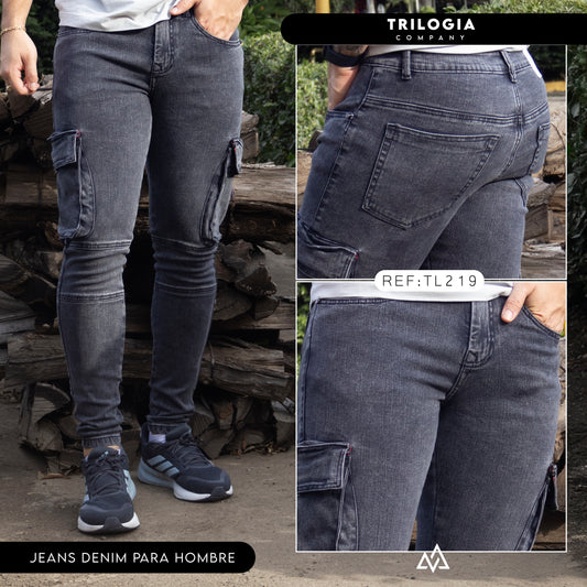 Jeans cargo humo ref TL219