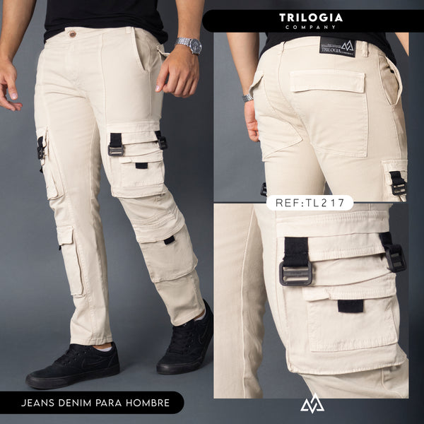 JEANS CARGO BEIGE REF z217