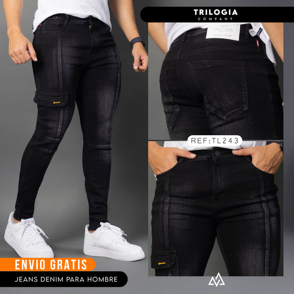 Jeans cargo negro ref 243