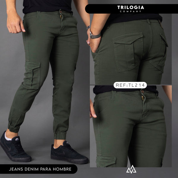 Jeans cargo verde ref tl 214
