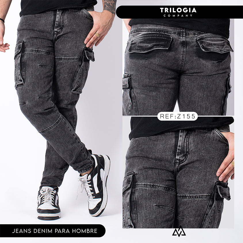 JEANS CARGO HUMO  REF Z155